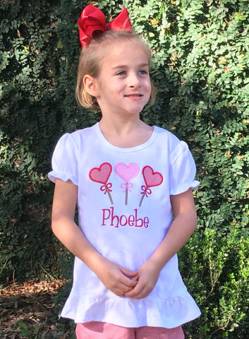 Applique Hearts Ruffle Tee