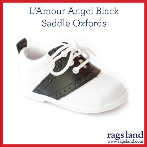 L' Amour Angel Black Saddle Oxfords