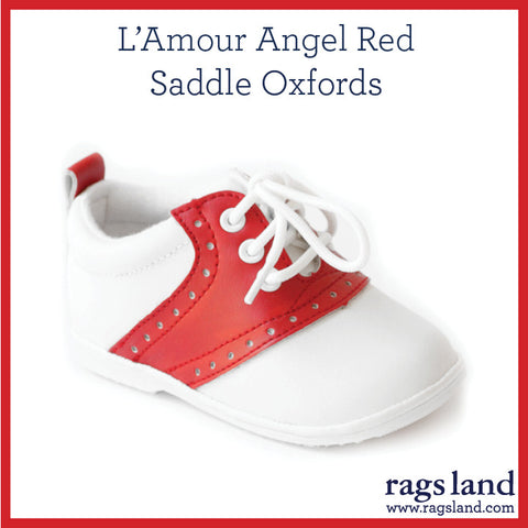 L' Amour Angel Red Saddle Oxfords