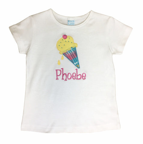 Applique Ice Cream Girls Tee