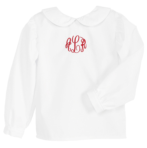 White Piped Long Sleeve Blouse