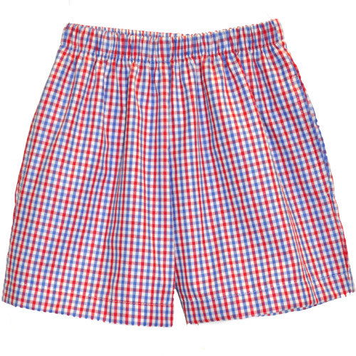 Blue/Red Tri Color Checks Shorts