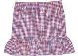 Blue/Red Tri-Color Checks Ruffle Shorts