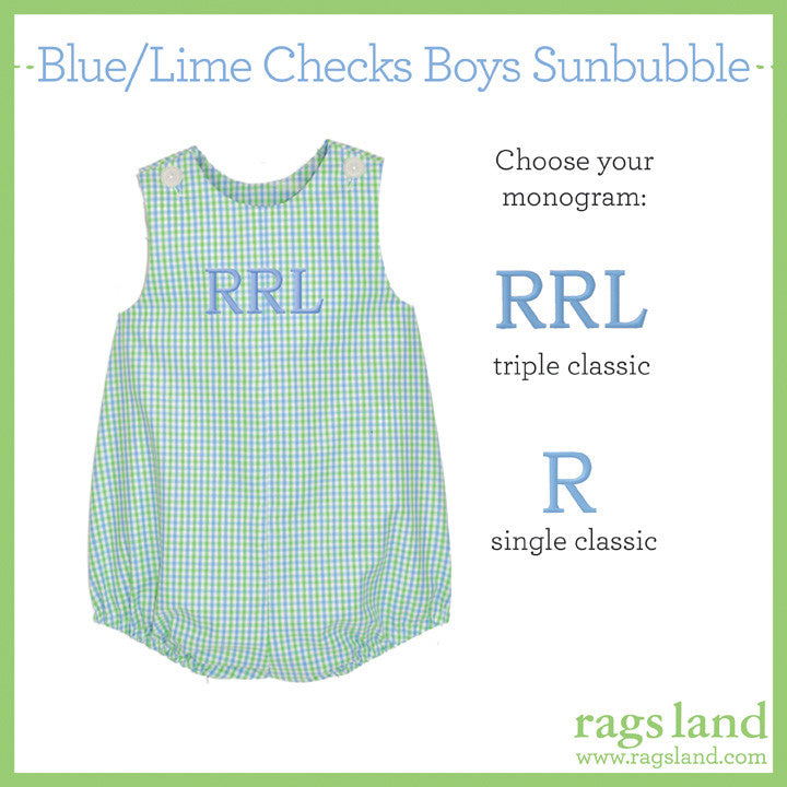 Blue/Lime Checks Boys Sunbubble