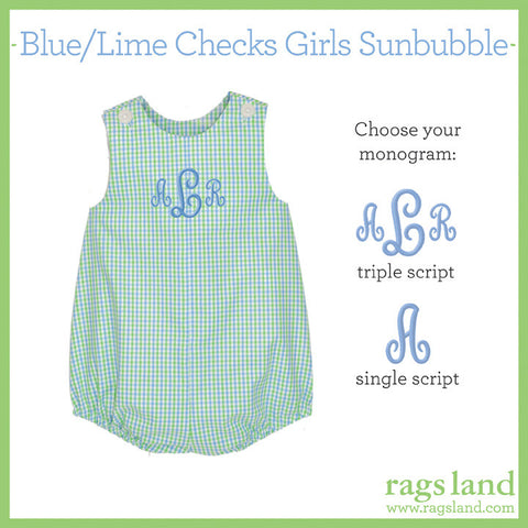 Blue/Lime Checks Girls Sunbubble
