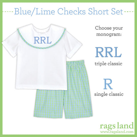 Blue/Lime Checks Dress Short Set