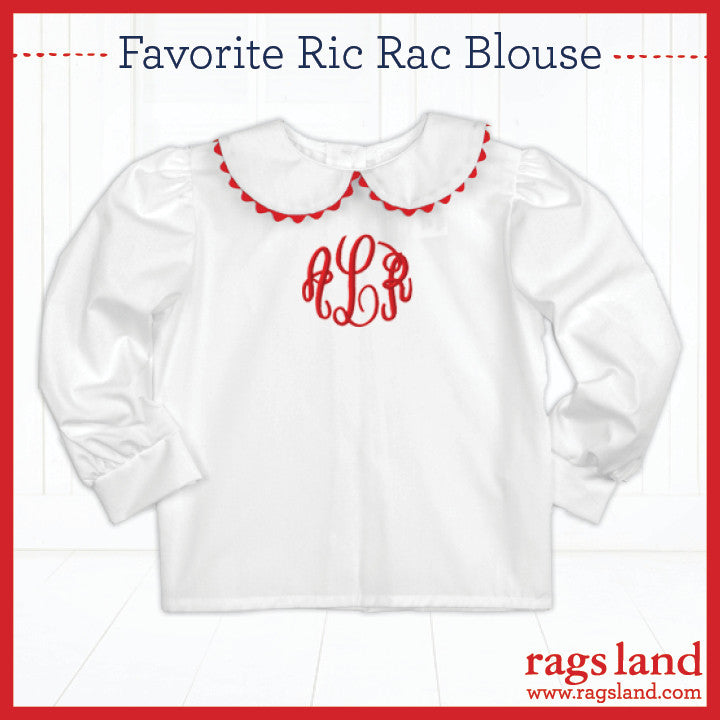 Red Ric Rac Long Sleeve Blouse