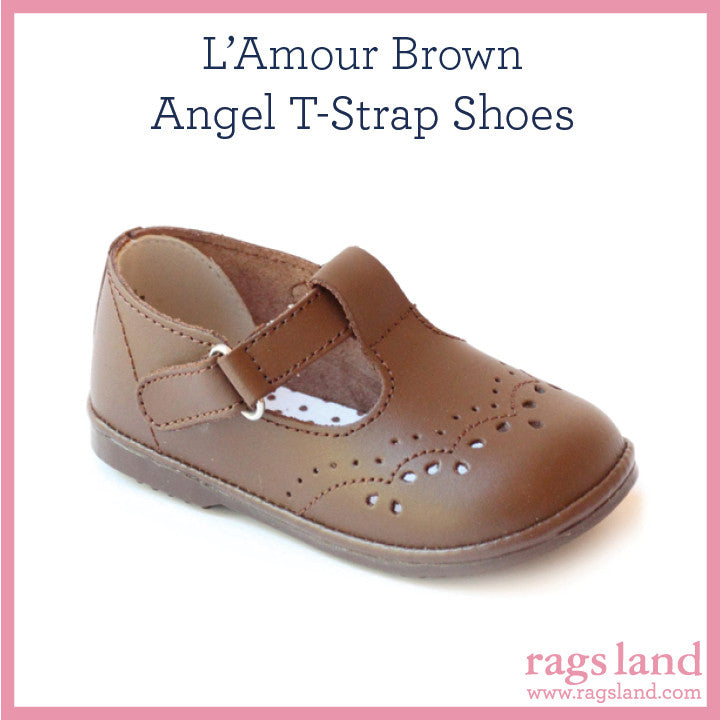 L’ Amour Angel Brown T-Strap Shoes