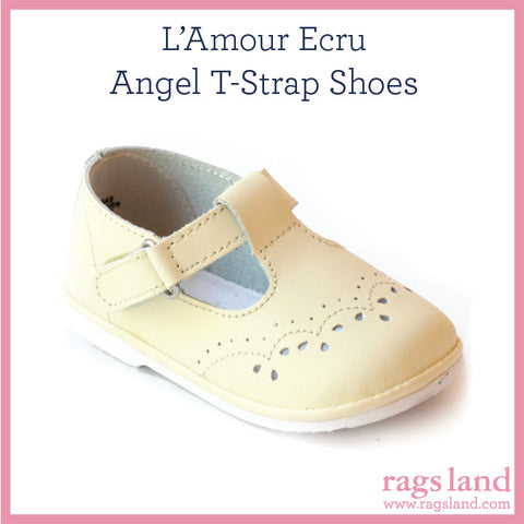 L’ Amour Angel Ecru T-Strap Shoes